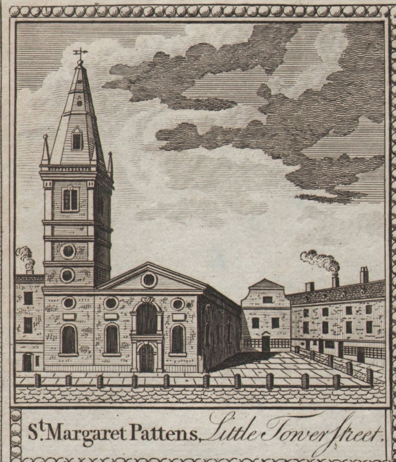 St. Margaret Pattens Eastcheap. City of London Wren church. SMALL. THORNTON 1784